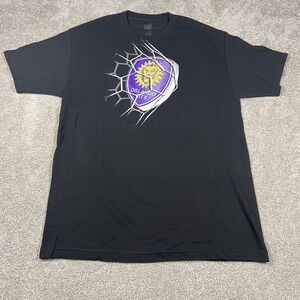 MLS Mens Size L Black Youth Orlando City Crew‎ Neck Short Sleeve T-Shirt NWOT